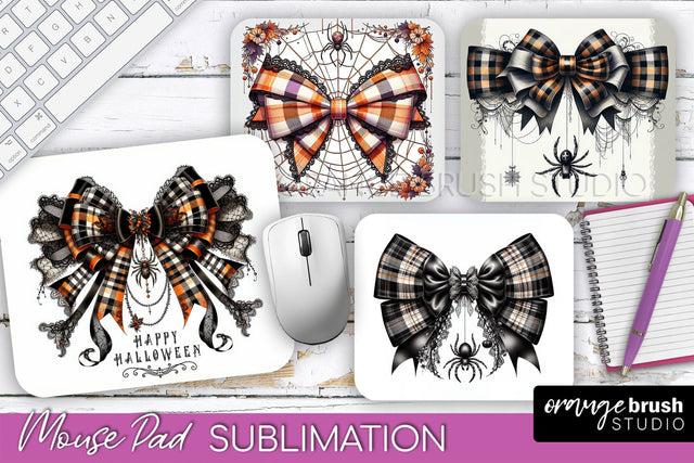 Halloween Coquette Bow Mouse Pad Sublimation Sublimation OrangeBrushStudio 