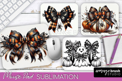 Halloween Coquette Bow Mouse Pad Sublimation Sublimation OrangeBrushStudio 