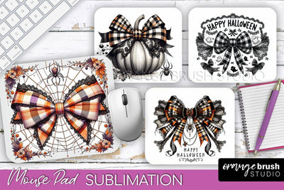Halloween Coquette Bow Mouse Pad Sublimation Sublimation OrangeBrushStudio 
