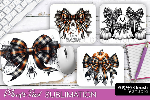 Halloween Coquette Bow Mouse Pad Sublimation Sublimation OrangeBrushStudio 