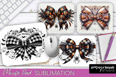Halloween Coquette Bow Mouse Pad Sublimation Sublimation OrangeBrushStudio 