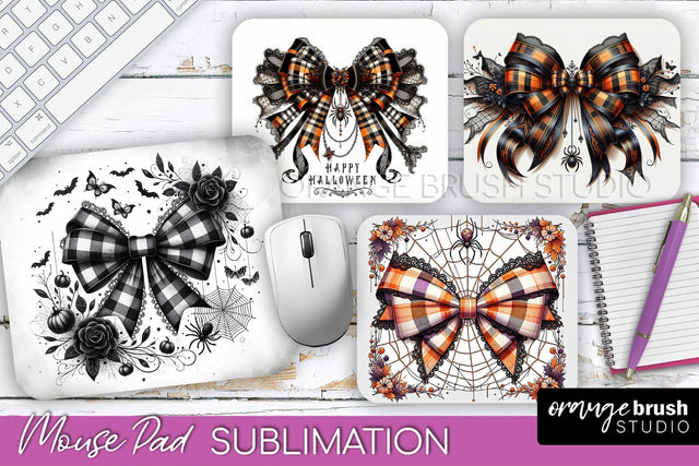 Halloween Coquette Bow Mouse Pad Sublimation Sublimation OrangeBrushStudio 