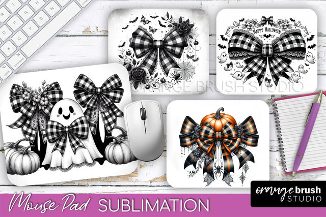 Halloween Coquette Bow Mouse Pad Sublimation Sublimation OrangeBrushStudio 