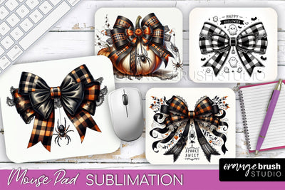 Halloween Coquette Bow Mouse Pad Sublimation Sublimation OrangeBrushStudio 