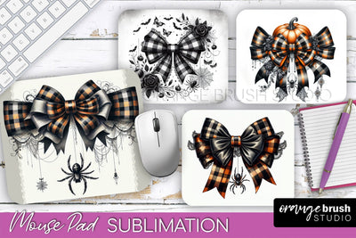 Halloween Coquette Bow Mouse Pad Sublimation Sublimation OrangeBrushStudio 