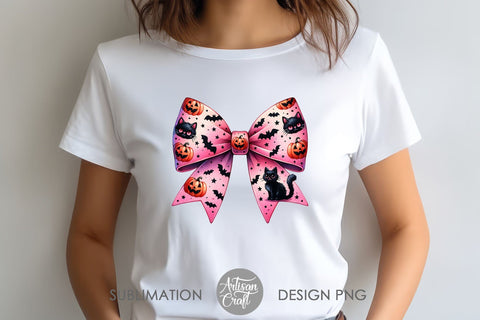 Halloween Coquette Bow PNG File Bundle, Halloween Bow Sublimation Artisan Craft SVG 