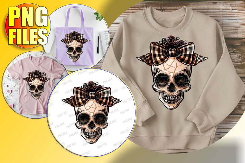 Halloween Coquette Bow Skull Sublimation Design - PNG Sublimation afrosvg 
