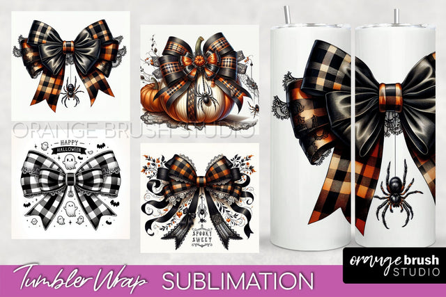 Halloween Coquette Bow Tumbler Wrap Sublimation PNG Sublimation OrangeBrushStudio 