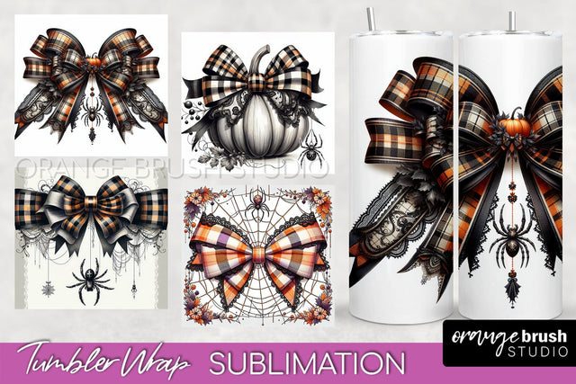 Halloween Coquette Bow Tumbler Wrap Sublimation PNG Sublimation OrangeBrushStudio 