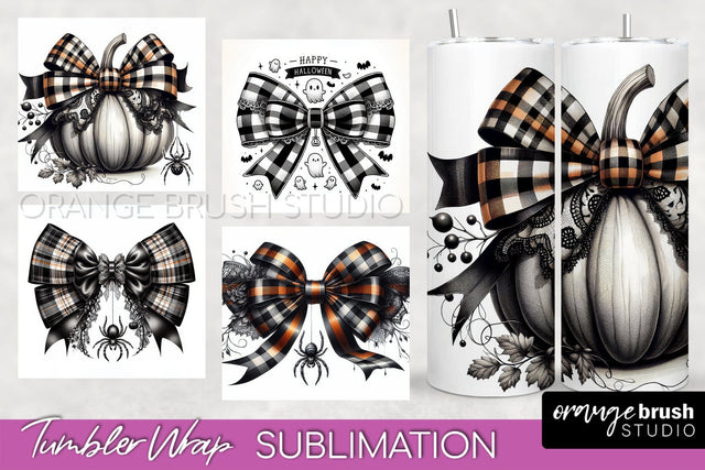 Halloween Coquette Bow Tumbler Wrap Sublimation PNG Sublimation OrangeBrushStudio 