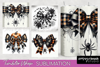 Halloween Coquette Bow Tumbler Wrap Sublimation PNG Sublimation OrangeBrushStudio 