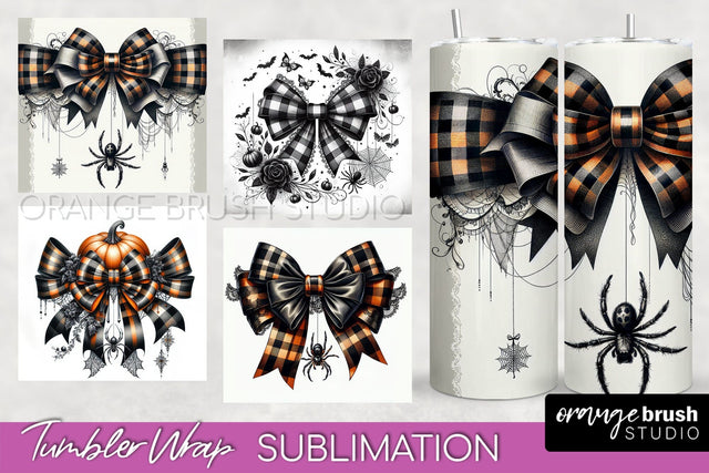 Halloween Coquette Bow Tumbler Wrap Sublimation PNG Sublimation OrangeBrushStudio 