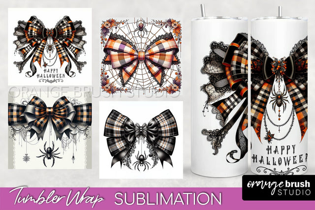 Halloween Coquette Bow Tumbler Wrap Sublimation PNG Sublimation OrangeBrushStudio 