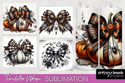 Halloween Coquette Bow Tumbler Wrap Sublimation PNG Sublimation OrangeBrushStudio 