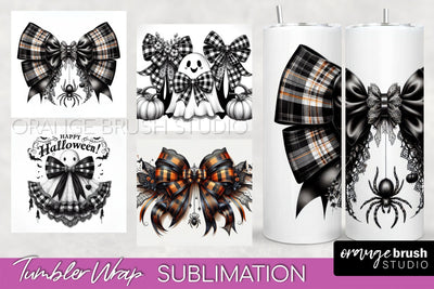 Halloween Coquette Bow Tumbler Wrap Sublimation PNG Sublimation OrangeBrushStudio 