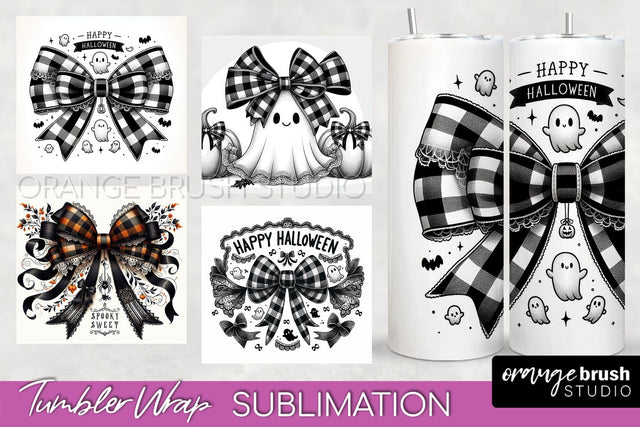 Halloween Coquette Bow Tumbler Wrap Sublimation PNG Sublimation OrangeBrushStudio 