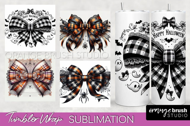 Halloween Coquette Bow Tumbler Wrap Sublimation PNG Sublimation OrangeBrushStudio 