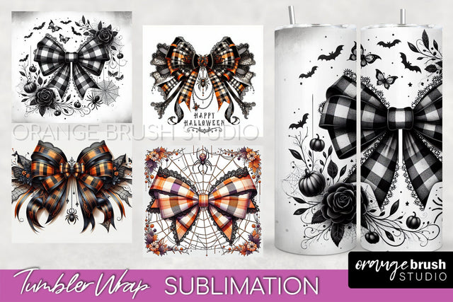 Halloween Coquette Bow Tumbler Wrap Sublimation PNG Sublimation OrangeBrushStudio 
