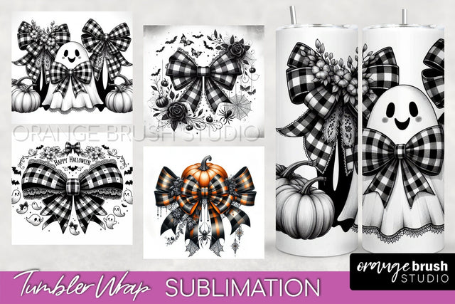 Halloween Coquette Bow Tumbler Wrap Sublimation PNG Sublimation OrangeBrushStudio 