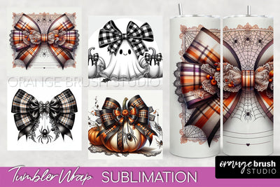 Halloween Coquette Bow Tumbler Wrap Sublimation PNG Sublimation OrangeBrushStudio 