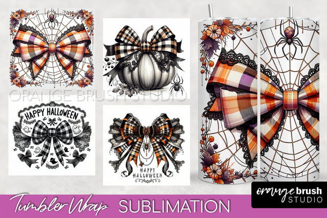 Halloween Coquette Bow Tumbler Wrap Sublimation PNG Sublimation OrangeBrushStudio 