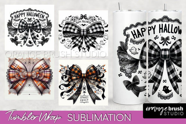 Halloween Coquette Bow Tumbler Wrap Sublimation PNG Sublimation OrangeBrushStudio 