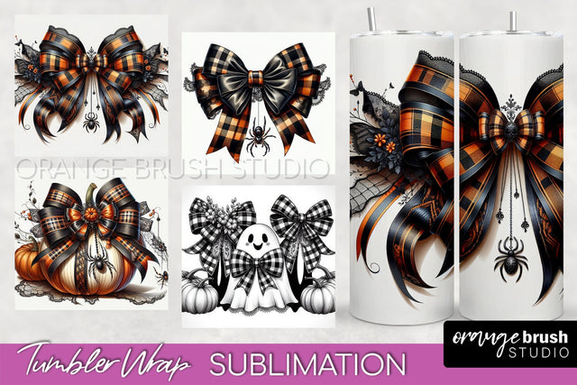 Halloween Coquette Bow Tumbler Wrap Sublimation PNG Sublimation OrangeBrushStudio 
