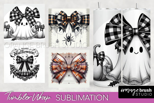 Halloween Coquette Bow Tumbler Wrap Sublimation PNG Sublimation OrangeBrushStudio 