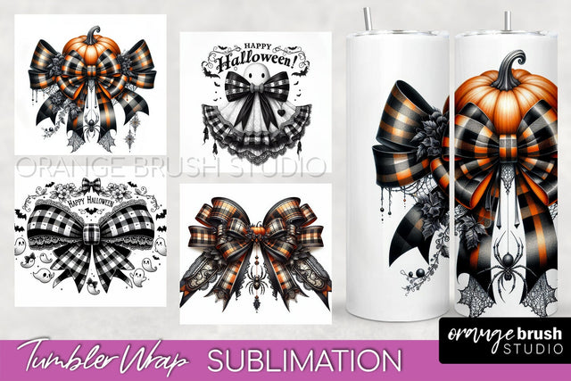 Halloween Coquette Bow Tumbler Wrap Sublimation PNG Sublimation OrangeBrushStudio 