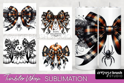 Halloween Coquette Bow Tumbler Wrap Sublimation PNG Sublimation OrangeBrushStudio 