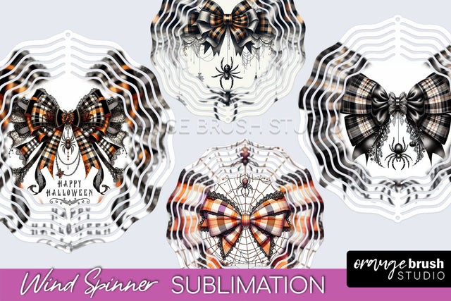 Halloween Coquette Bow Wind Spinner Sublimation Sublimation OrangeBrushStudio 
