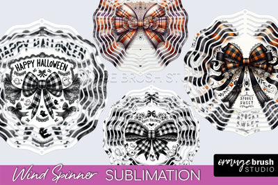 Halloween Coquette Bow Wind Spinner Sublimation Sublimation OrangeBrushStudio 