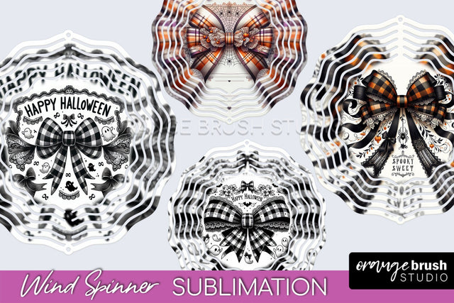 Halloween Coquette Bow Wind Spinner Sublimation Sublimation OrangeBrushStudio 