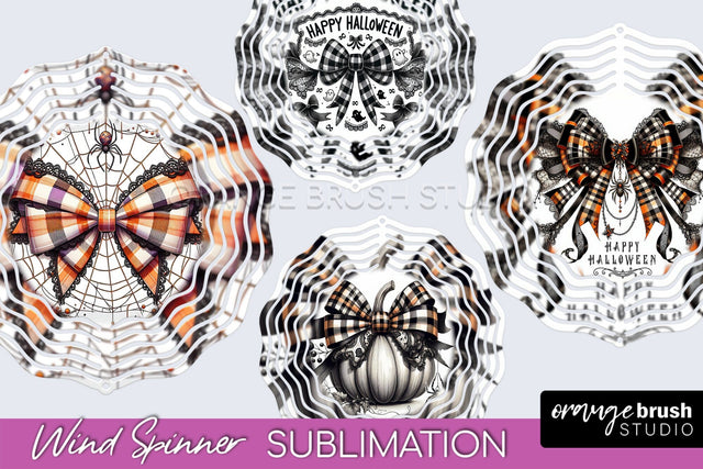 Halloween Coquette Bow Wind Spinner Sublimation Sublimation OrangeBrushStudio 