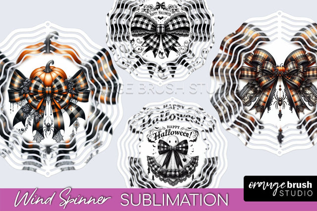 Halloween Coquette Bow Wind Spinner Sublimation Sublimation OrangeBrushStudio 