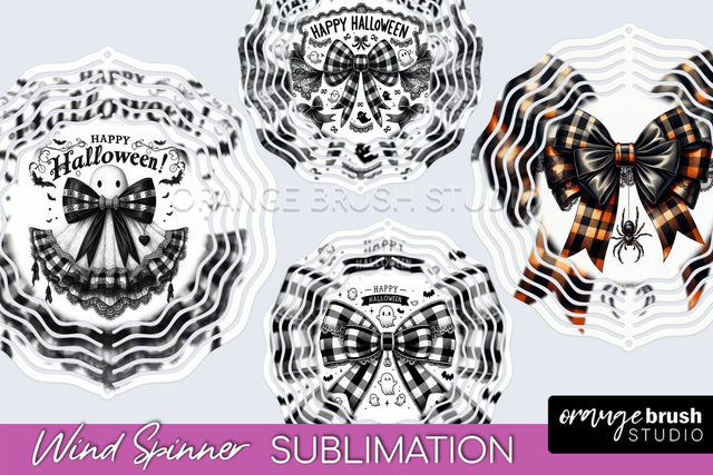 Halloween Coquette Bow Wind Spinner Sublimation Sublimation OrangeBrushStudio 