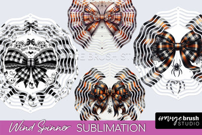 Halloween Coquette Bow Wind Spinner Sublimation Sublimation OrangeBrushStudio 