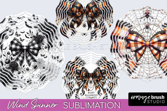 Halloween Coquette Bow Wind Spinner Sublimation Sublimation OrangeBrushStudio 