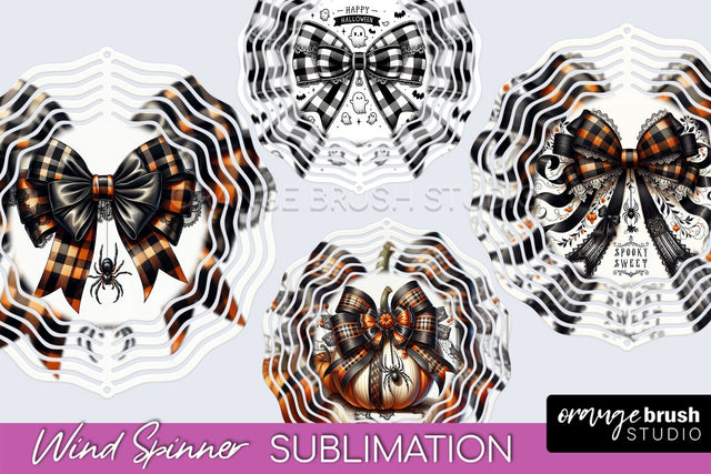 Halloween Coquette Bow Wind Spinner Sublimation Sublimation OrangeBrushStudio 