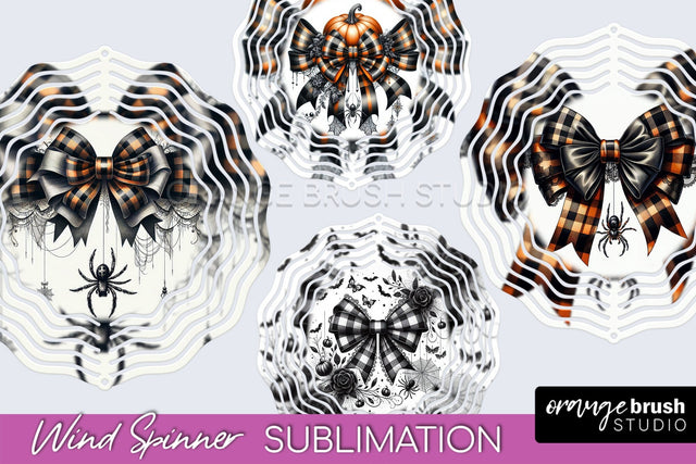 Halloween Coquette Bow Wind Spinner Sublimation Sublimation OrangeBrushStudio 
