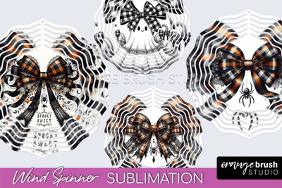 Halloween Coquette Bow Wind Spinner Sublimation Sublimation OrangeBrushStudio 