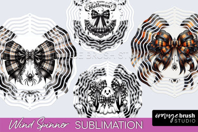 Halloween Coquette Bow Wind Spinner Sublimation Sublimation OrangeBrushStudio 