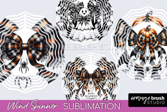 Halloween Coquette Bow Wind Spinner Sublimation Sublimation OrangeBrushStudio 