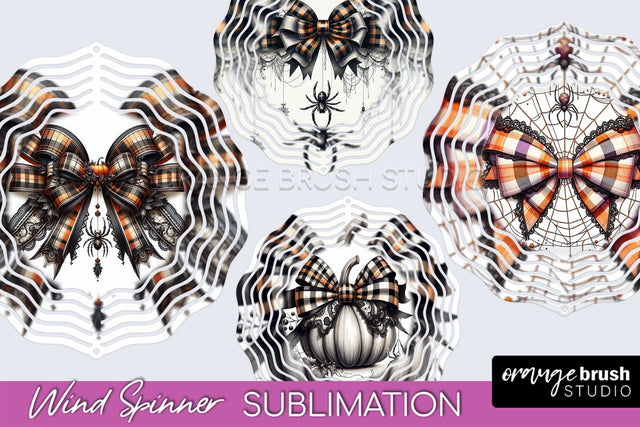 Halloween Coquette Bow Wind Spinner Sublimation Sublimation OrangeBrushStudio 