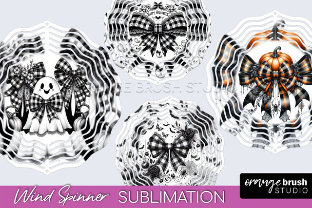 Halloween Coquette Bow Wind Spinner Sublimation Sublimation OrangeBrushStudio 