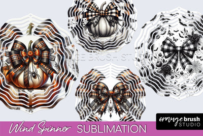 Halloween Coquette Bow Wind Spinner Sublimation Sublimation OrangeBrushStudio 