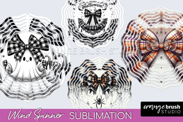 Halloween Coquette Bow Wind Spinner Sublimation Sublimation OrangeBrushStudio 