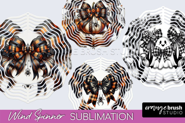 Halloween Coquette Bow Wind Spinner Sublimation Sublimation OrangeBrushStudio 