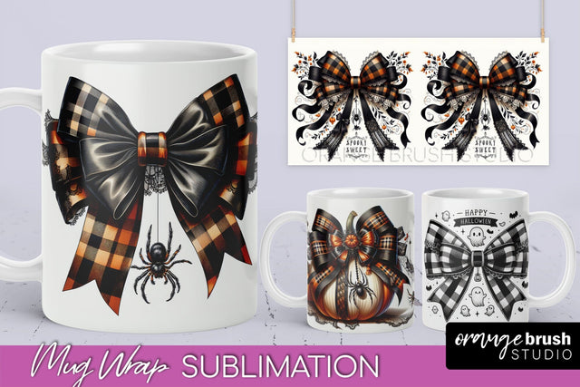 Halloween Coquette Mug Wrap - Coquette Bow Mug Sublimation Sublimation OrangeBrushStudio 