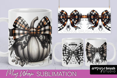 Halloween Coquette Mug Wrap - Coquette Bow Mug Sublimation Sublimation OrangeBrushStudio 